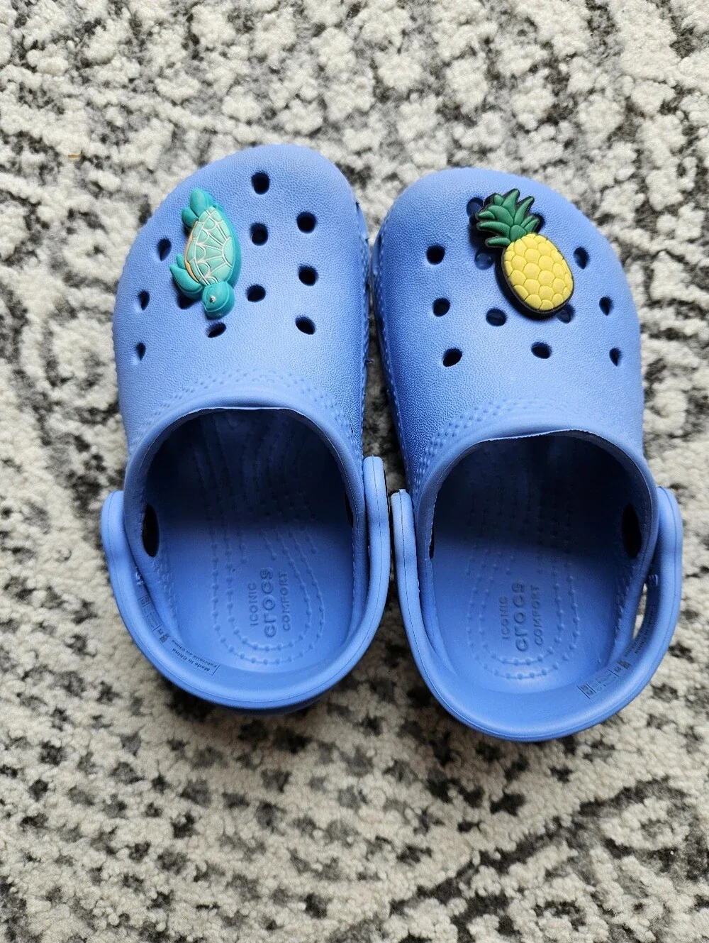 Blue Crocs With Charms Size 6